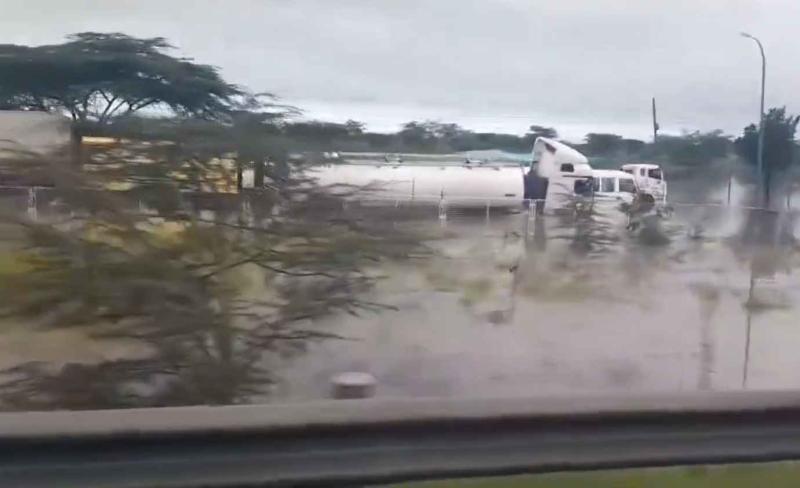 Screengrab image of floods along Mombasa Road.
